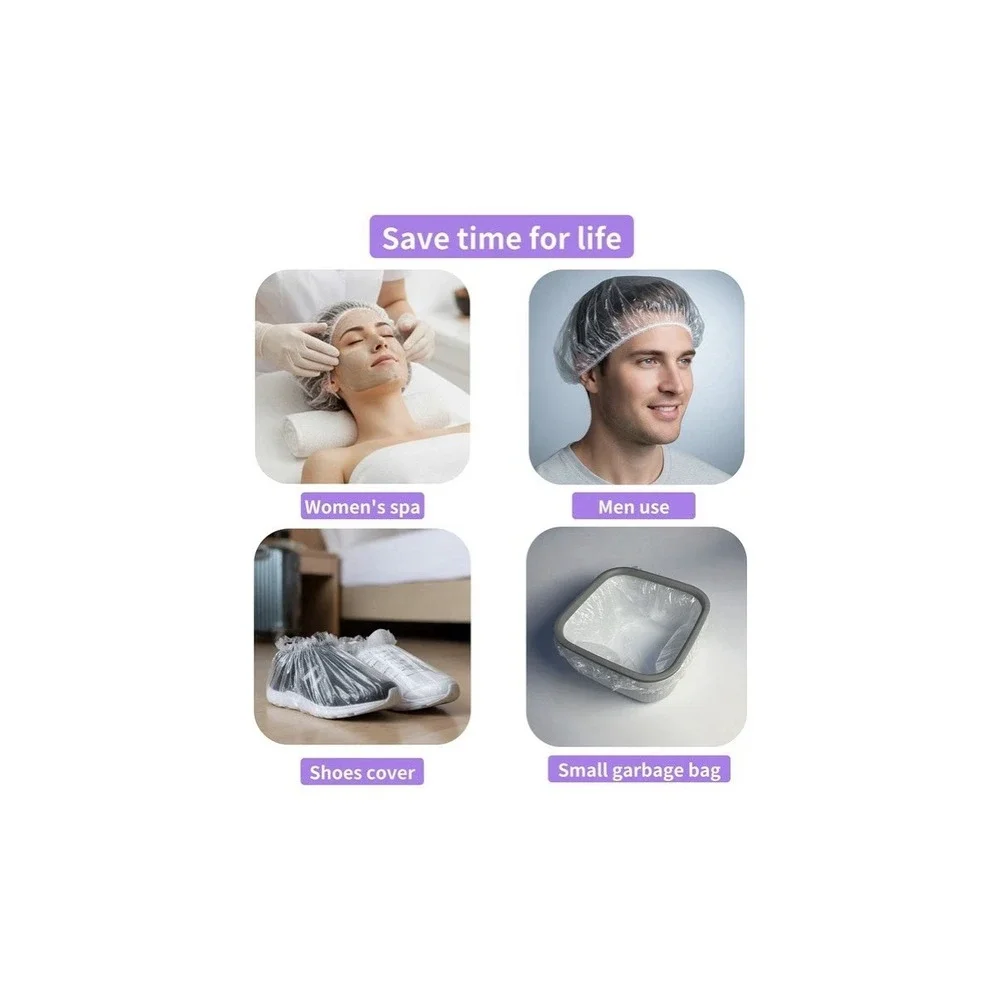 100 Disposable Shower Caps for Women's & Men's 100 pcs 20.5 Inch Large Clear